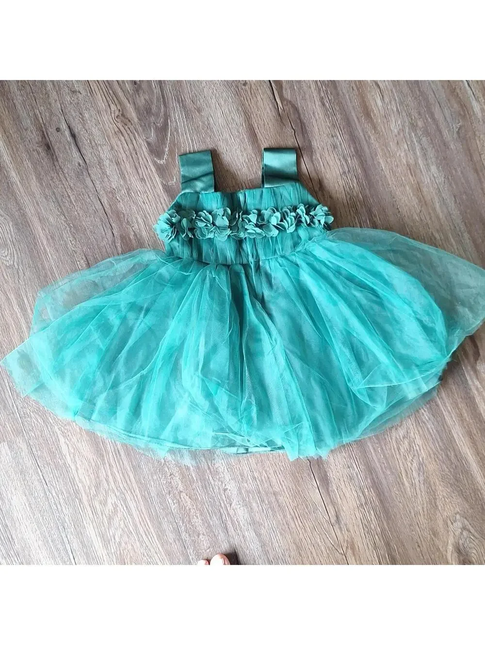 Kids Green Floral Ruffle Dress Size 12 To 18 M